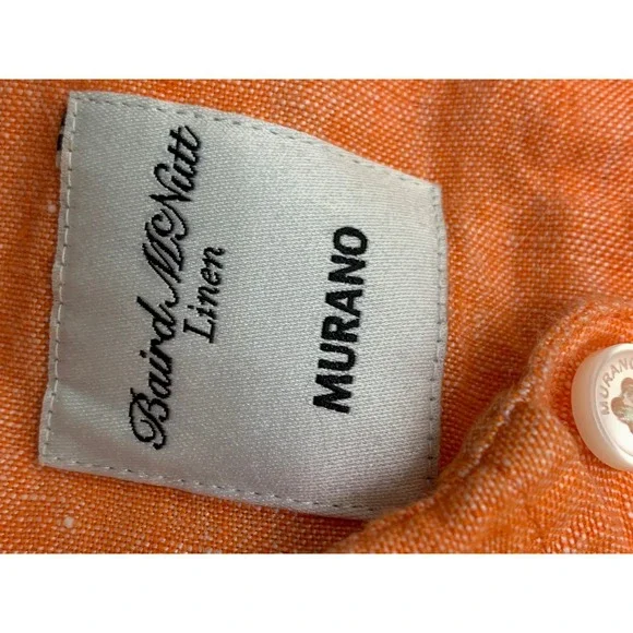 Murano Baird McNutt Irish Linen Shirt Mens Large Orange Long Sleeve Button Down - Picture 4 of 10